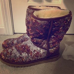 Sequined pink and mauve UGGs